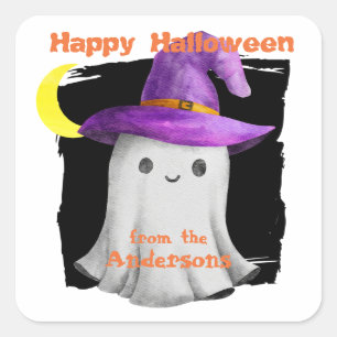 Hexenhut Glücklicher Geist Kinder Halloween Quadratischer Aufkleber