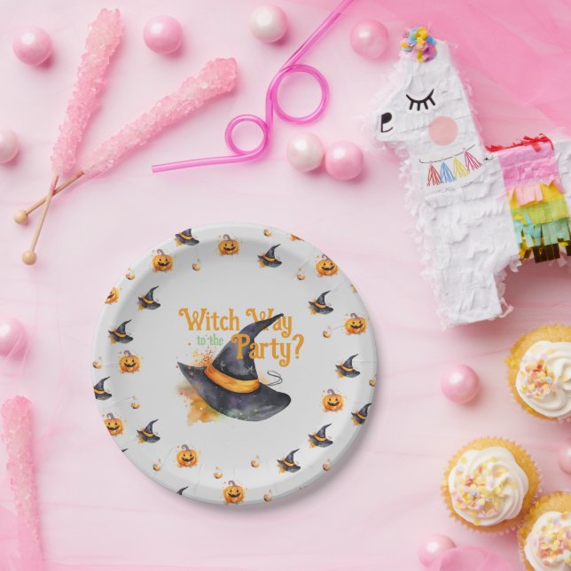 Hexenhut Halloween Pappteller (Party)