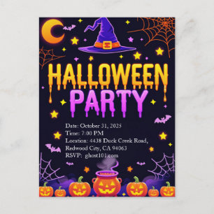 Hexenhut-Halloween-Party Postkarte