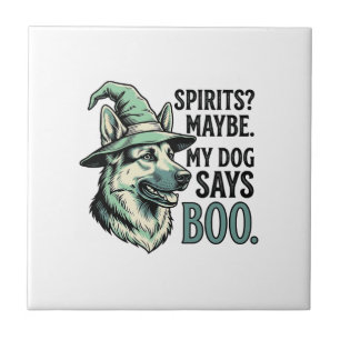 Hexenhut-Hund Vintage-Stich Halloween Humor De Fliese
