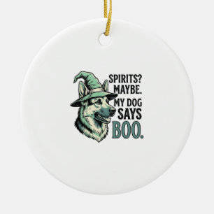 Hexenhut-Hund Vintage-Stich Halloween Humor De Keramik Ornament