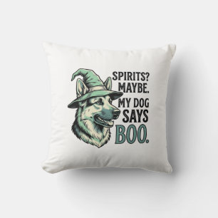 Hexenhut-Hund Vintage-Stich Halloween-Humor De Kissen