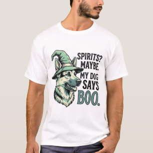 Hexenhut-Hund Vintage-Stich Halloween Humor Dekora T-Shirt