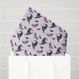 Hexenhut Lila Schuhe und Fledermäuse Halloween-Mus Seidenpapier