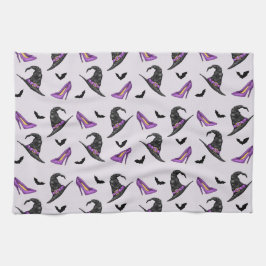 Hexenhut Lilac-Heelse mit Fledermausmuster Geschirrtuch