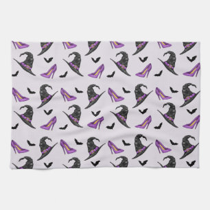Hexenhut Lilac-Heelse mit Fledermausmuster Geschirrtuch