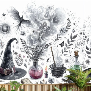 Hexenhut Magic Potion Brew Cauldron Kräuter Rezept Tapete