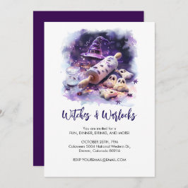 Hexenhut mit Button, Halloween Einladung