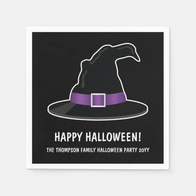 Hexenhut mit Lila Details glückliches Halloween Serviette (Vorderseite)