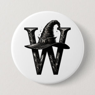Hexenhut mit schwarzem Hut Halloween Button