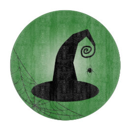 Hexenhut mit Spiderweb Green Cutting Board Schneidebrett