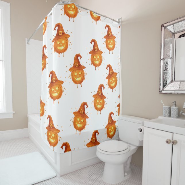 Hexenhut Pumpkin Gothic Bathroom Design - Spooky Duschvorhang (Beispiel)