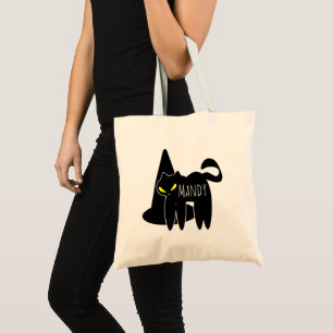 Hexenhut-Schwarze-Katze-Süßigkeiten-Tragetasche Tragetasche
