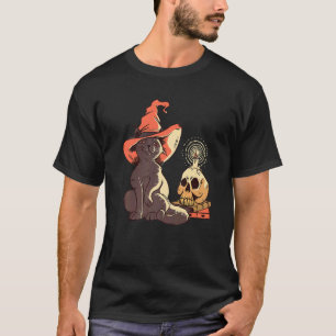 Hexenhut-Totenkopf-Party-Kostüm Halloween-Katze T-Shirt