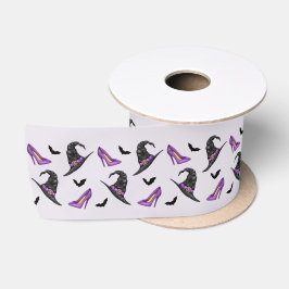 Hexenhut und Heels mit Fledermäusen Lilac Hallowee Satinband