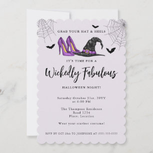 Hexenhut und High Heels Damen-Halloween-Party Einladung