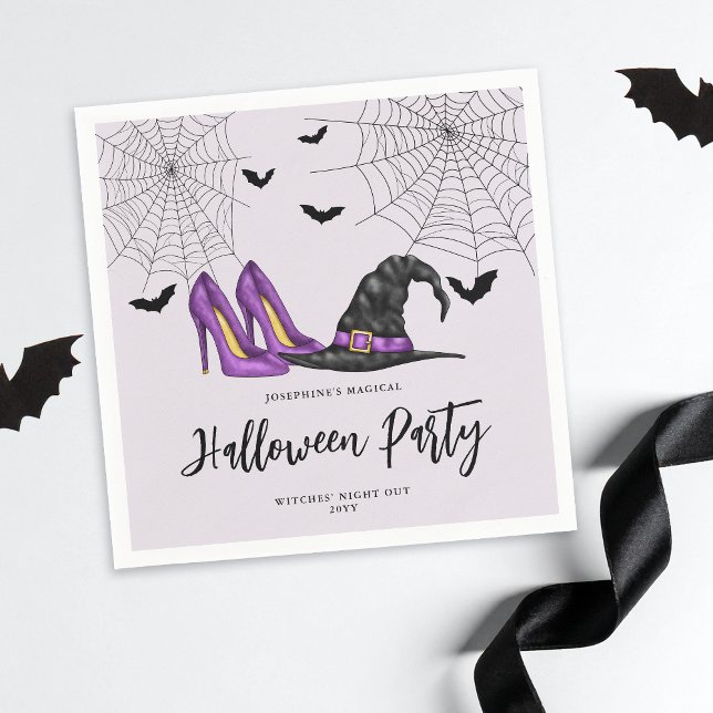 Hexenhut und Schuhe Lilac-Halloween-Party Serviette (Von Creator hochgeladen)