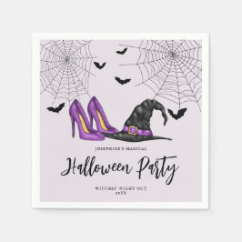 Hexenhut und Schuhe Lilac-Halloween-Party Serviette