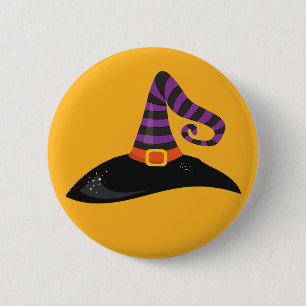 Hexenhutthut Halloween Orange Black Lila Cartoon Button