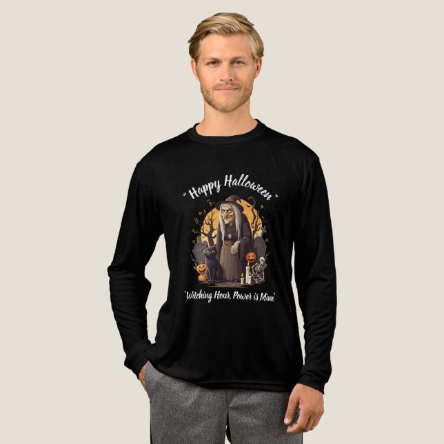 Hexenhy Halloween Vibes - Schwarzer T - Shirt 🎃 � (Volle Vorderseite)