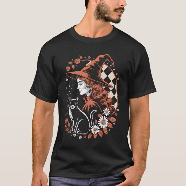 Hexenkariertes Halloween T-Shirt (Vorderseite)