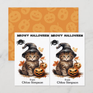 Hexenkätzchen Cat School Party Halloween Card Postkarte