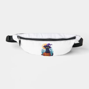 Hexenkatze auf einem Kürbis Bauchtasche
