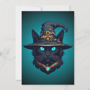 Hexenkatze Cyberpunk Mecha Halloween Neon Sonnenbr Einladung