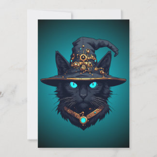 Hexenkatze Cyberpunk Mecha Halloween Neon Sonnenbr Einladung