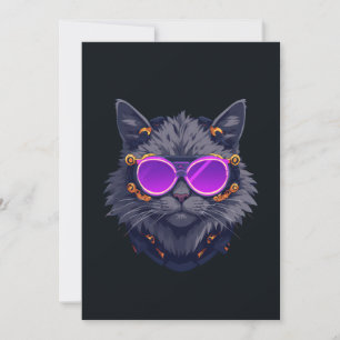 Hexenkatze Cyberpunk Mecha Neon Einladung