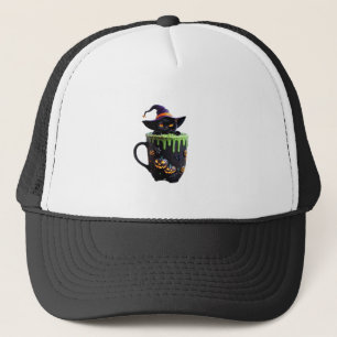 Hexenkatze Halloween-Kaffeetasse Süße schwarze Ka Truckerkappe