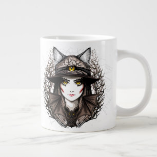Hexenkatze Halloween Niedliches Portrait Jumbo-Tasse