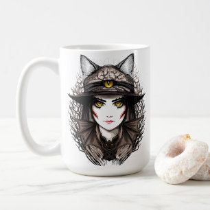 Hexenkatze Halloween Niedliches Portrait Kaffeetasse