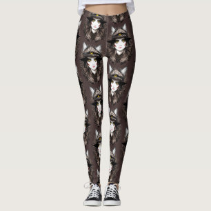 Hexenkatze Halloween Niedliches Portrait Leggings