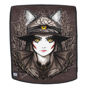 Hexenkatze Halloween Niedliches Portrait Rucksack
