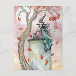 Hexenkatze Halloween Postcard von Molly Harrison Postkarte