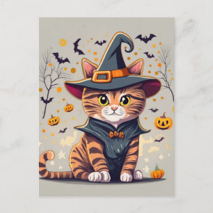 Hexenkatze Halloween Postkarte