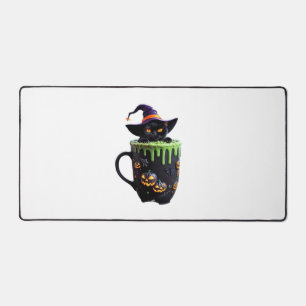 Hexenkatze Halloween Tasse - Niedlicher Schwarzer Schreibtischunterlage