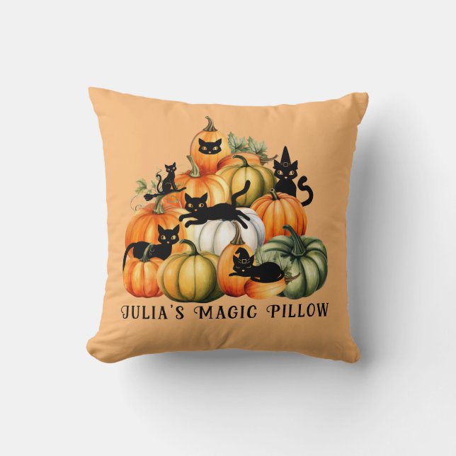 Hexenkatze Kürbislaterne Halloween Magic-Geschenke Kissen (Vorderseite)