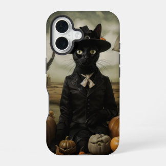 Hexenkatze mit Kürbissen iPhone 16 Hülle