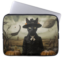 Hexenkatze mit Kürbissen  Laptopschutzhülle