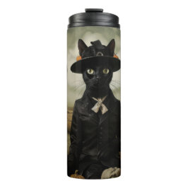 Hexenkatze mit Kürbissen  Thermosbecher