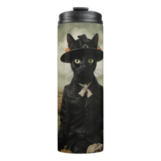 Hexenkatze mit Kürbissen  Thermosbecher