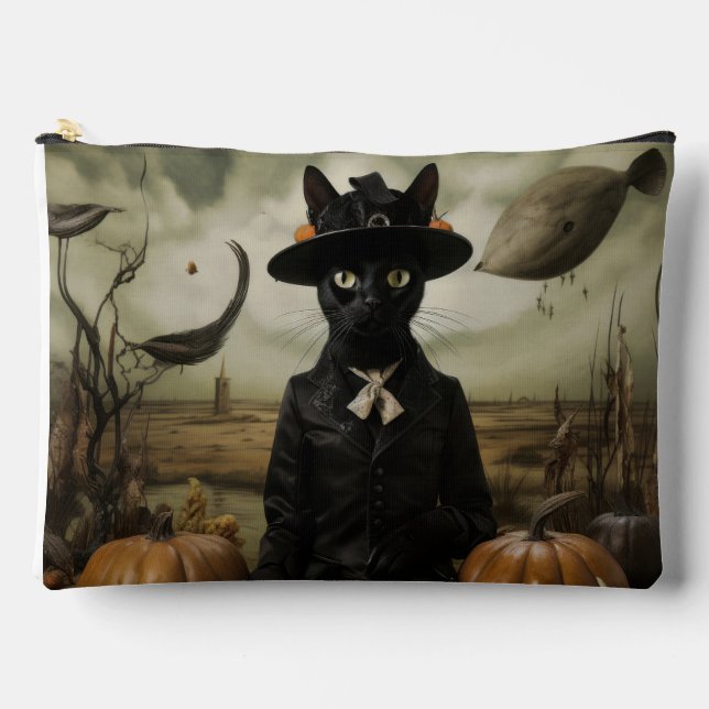 Hexenkatze mit Kürbissen  Zubehörtasche (Vorderseite)