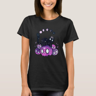 Hexenkatze Mondphasen Totenköpfe Halloween Kostüm  T-Shirt