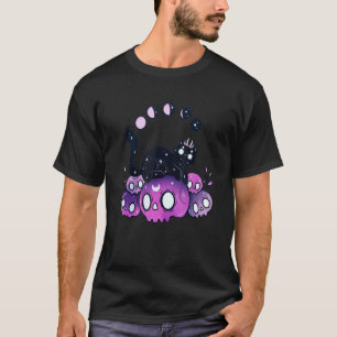 Hexenkatze Mondphasen Totenköpfe Halloween Kostüm  T-Shirt