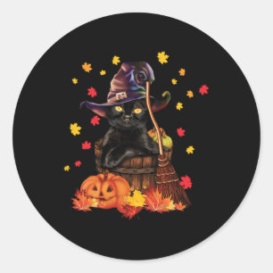 Hexenkatze Pumpkin Fall Lover Fun Cat Geschenk für Runder Aufkleber