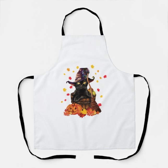 Hexenkatze Pumpkin Fall Lover Funny Cat Geschenk f Schürze (Vorderseite)