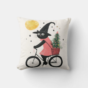 Hexenkatze Radfahren Quirky & Spooky Weihnachten Kissen
