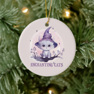 Hexenkatze verzaubern keramik ornament
